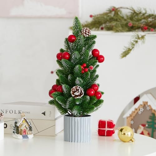 Classic Small Christmas Tree Table Decor (Red Pine) - Image 2