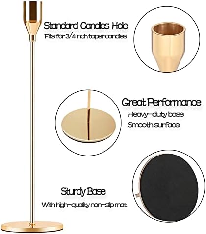 French Gold Taper Tall Candle Holders Set of 6–3 Sizes, Fits 3/4" Candles - Image 3
