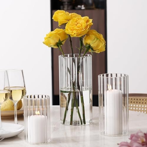 PHOSPHOR 24 Pcs Hurricane Candle Holders for Pillar Candle 6'', 8'', 10'' Tall Glass Cylinder Centerpieces Vases Floral - Image 6
