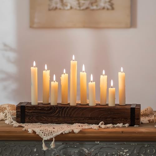 NUPTIO Wood Candelabra for Table Centerpiece: Long Taper Candle Holder by Nuptio