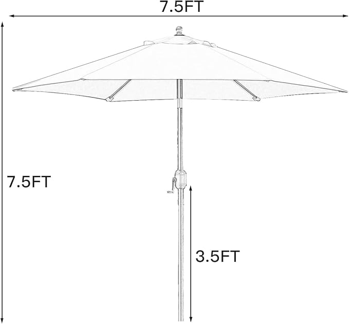 Sunnyglade 7.5' Patio Umbrella Outdoor Table Market Umbrella with Push Button Tilt/Crank, 6 Ribs (Navy Blue)