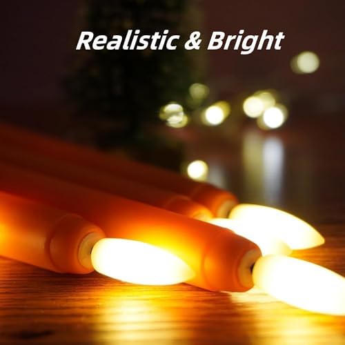 Burnt Orange Fall Halloween Flameless Taper Candles with Remote Set of 4 - Image 4