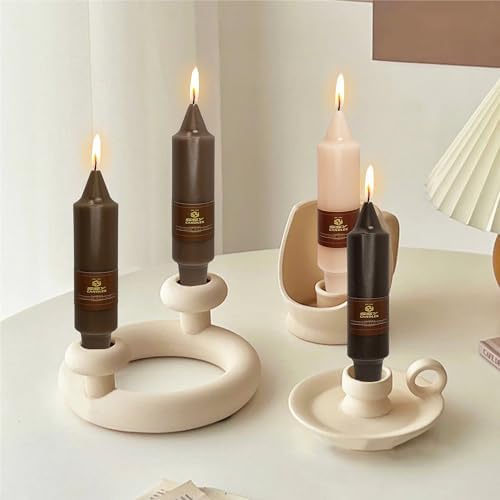 Taper Candle Brown Candlesticks,4pcs Short Candle Stick 5 inch Tapered Candles Small Twisty Candlesticks for Home Décor Weddings Women Gifts (7D4PC-COFFEEGRA) - Image 5