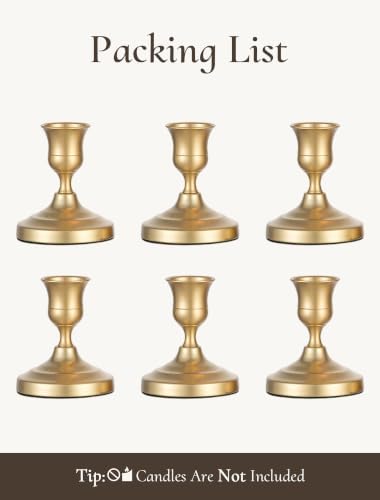 Gold Candlestick Holders Vintage: Taper Candle Holder Set of 6 - Image 7