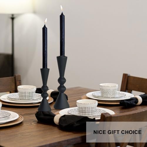 Candle Holder Black Candlestick Holders,Taper Candle Holders Set of 2- Candle Sticks Holder Decor for Home,Small Modern Wood Candle Stick Candle Holder for Candlesticks（7.5"/6" H） - Image 3