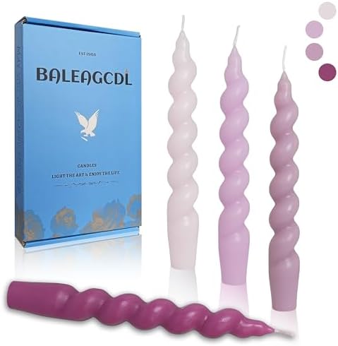 4 Gradient Purple 7.5 Inch Twisted Candles by BALEAGCDL