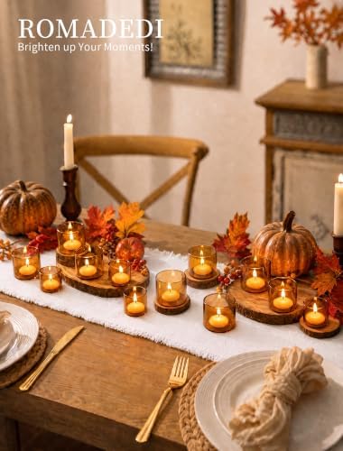 Romadedi Amber Tealight Candle Holder- 24-Pack Votive Glass Set - Image 5