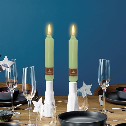Unscented Taper Candles 7 in Small Candlesticks Light Green Candles 4 Pack for Dinner Household Wedding Party Home Décor - Image 2