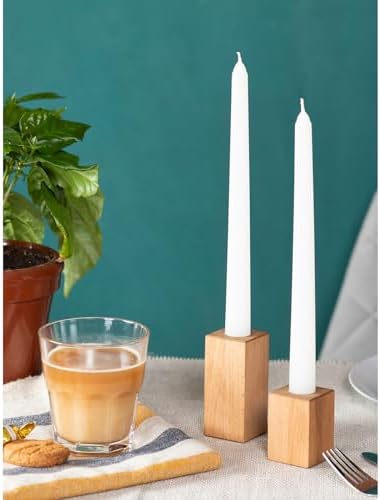 CANDWAX 8 inch White Taper Candles - Set of 12 White Candle Sticks Ideal for Christmas Decorations - Unscented Dripless Smokeless Long Burning Candlesticks - Tapered Christmas Candles for Home Decor - Image 4