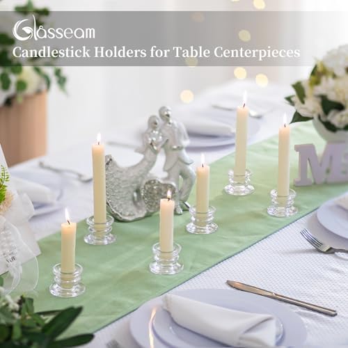 Glasseam Taper Candle Holders Bulk, 20 Pcs Glass Candlestick for Christmas - Image 2