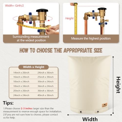 Backflow Preventer Insulation Cover - Water Pipe Insulation Sprinkler Cover for Outside - Insulated Backflow Cover Pouch for Irrigation Back Flow Valve in Winter or Sun Exposure (18" W x 34" H, Sand) - Image 2