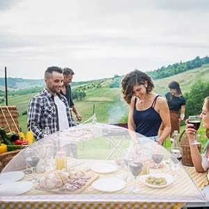 JULBEAR 4 Pcs Extra Large Mesh Food Cover Tent Umbrella for Outside Parties | Mesh Netting, Picnics Outdoor BBQs, Collapsible Reusable Food Covers for Outside, 2 Pcs 40"x24", 2 Pcs 17"x17" Food Nets