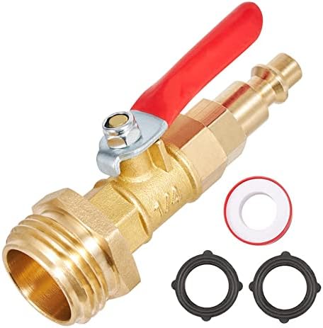 Winterize Blowout Adapter,1/4 Inch Male Quick Connecting Plug and 3/4 Inch GHT Hose Thread.with Ball Valve and Teflon Tape for Blow Out Water to Winterize Sprinkler Systems (Male) by Kbrotech