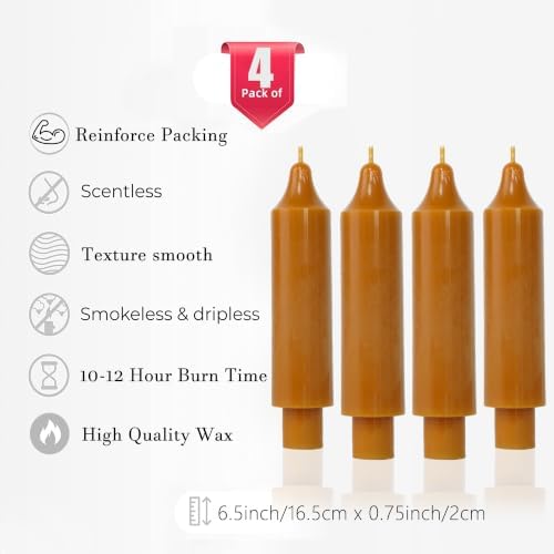 Fall Short Taper Candle Dripless Candlestick for Fall Harvest Halloween Thanksgiving Dinners Parties and Home Décor-6.5inch,4 Pack - Image 2