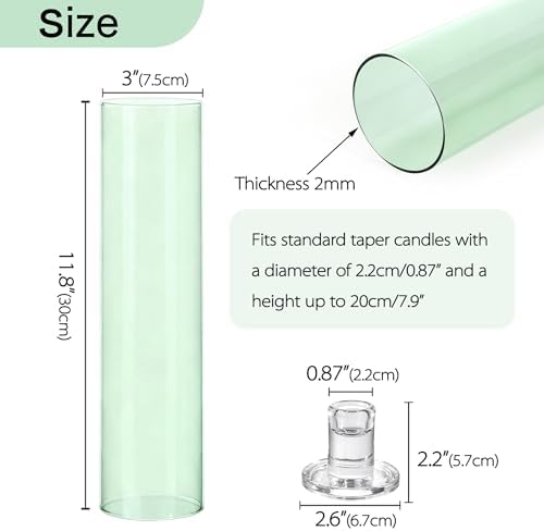 Vixdonos Glass Hurricane Candle Holder Set of 3 Modern Candlestick Holders Long Taper Candle Stand with 11.8 inch Tall Cylinder Windproof Cover for Wedding Party Table Centerpiece Outdoor - Image 2