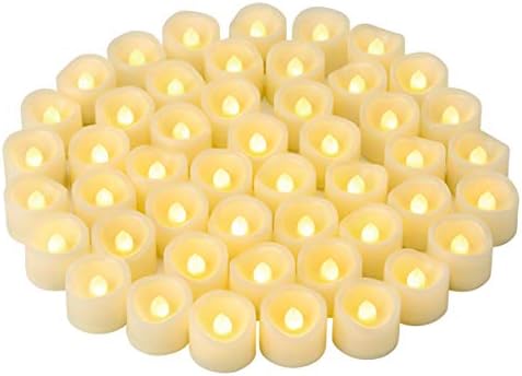 48 PCS LED Flameless Flickering Tea Lights Votive Candle Battery Operated/Electric Flicker LED Tealight Bulk Fake Candles for Halloween Christmas Wedding Party Decorations (Warm White) by CANDLEIDEA