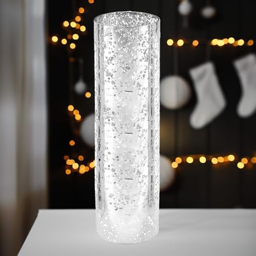 WGVI Hurricane Candle Holder Sleeve, W: 4", Ht: 16", Silver Speckled Glass Cylinder Open Both Ends, Chimney Tube Shade, 6 Pieces - Image 7
