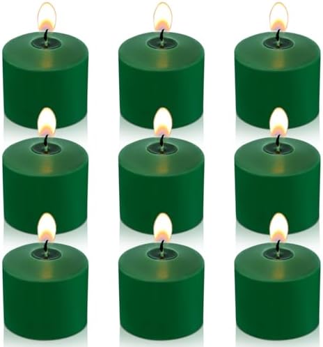 8 Hour Green Votive Candles for Weddings Party Spring and Emergency, Set of 9 Unscented Bulk Candles for Restaurants and Home Decoration by Unknown