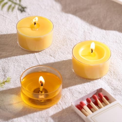 Citronella Scented Tea Lights Candles – Yellow – 6 Hour Burn – 100% Palm Wax – Scented Tealight Candles for Outdoor Summer Nights, Patio Dining – 16 Pack Scent Votive Candle - Image 3