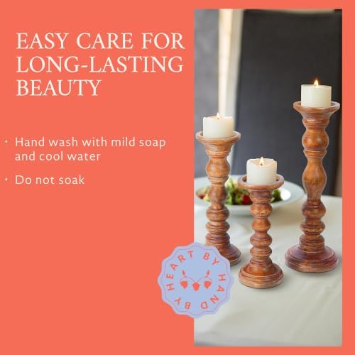 Mela Artisans Willow Mango Wood Candle Holders - Medium Polish, Set of 3 - Image 6