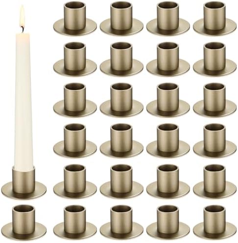 FoldTier 24 Pcs Bronze Taper Candle Holders Bulk for 0.98 Inch Pillar by FoldTier