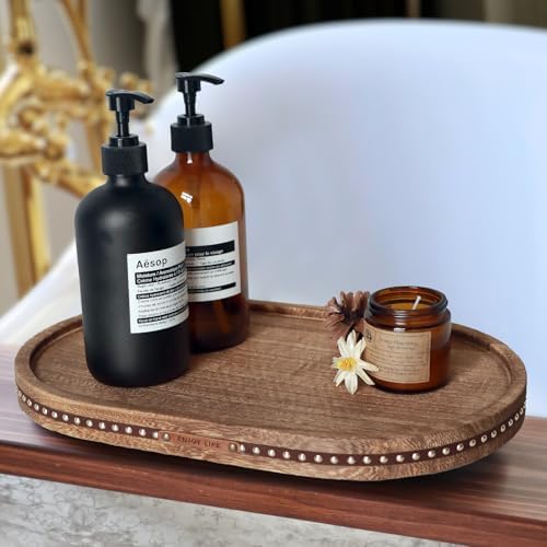 Decor Decorative Round Tray 11.81in for Home Decor for Coffee Table Farmhouse Kitchen Table Living Room Bathroom Centerpiece Tray Decor Oval Rustic - Image 5