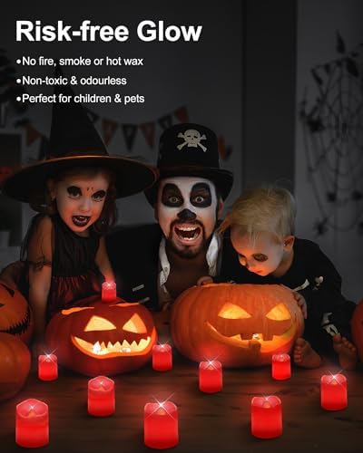 SHYMERY Flameless Votive Candles,Battery Operated LED Candle,24 Pack 200+Hour Flickering Electric Fake Candles in Red for Wedding,Table,Halloween,Festival Celebration,Christmas Decoration - Image 6