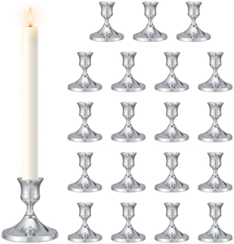 Candlestick Holders Taper Candle Holders, 24PCS Silver Candle Holder Set for Table Centerpiece, Vintage Candle Stand for Table Centerpieces, Home Decor,Weddings,Festival and Parties by DECKALY