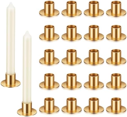 24 PCS Gold Taper Candle Holders, Short Skinny Vintage Candlestick Holders by Unknown