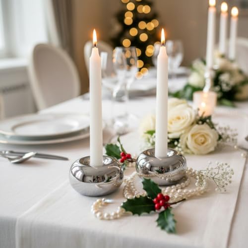 Silver Modern Doughnut Shaped Candlestick Holder (4 Pack) - Image 4