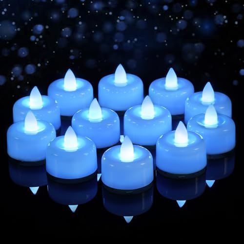 Amagic 24Pack Light Blue Fake LED Tea Lights Candles Battery Operated by AMAGIC
