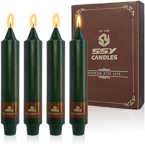 Unscented Candle Sticks 7 inch Hunter Green Taper Candles Set of 4 Smokeless Candle Slow Burning Candlesticks Perfect as Dinner Household Holiday & All Special Occasions by XINAOBAOLUO