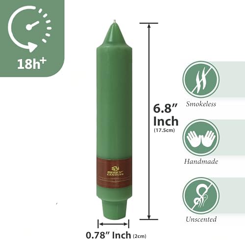 Sage Green Taper Candle Candle Sticks, 7 Inch Mini Pillar Candles Taper Candles, 4PCS Handmade Unscenteds Candlesticks for Festive, Party, Spell, Wedding, Home Decor - Image 2