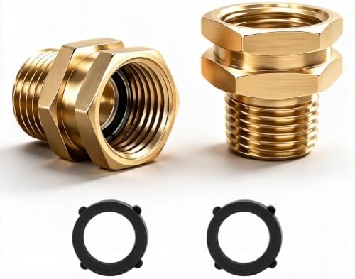 2 Pcs 3/4" GHT Female x 1/2" NPT Male Connector - Brass Garden Hose Adapter by WVIOUOPU
