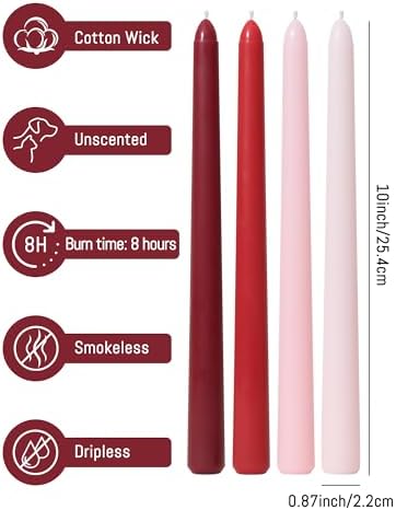 Viyffo 10 Inch Taper Candles-20 Pack Red, Unscented, Smokeless - Image 3