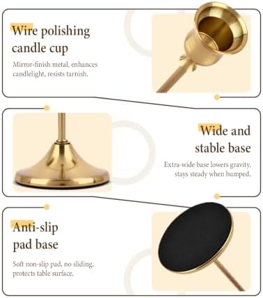 Gold Candlestick Holders Set of 3 Weighted Stable Base - Image 5