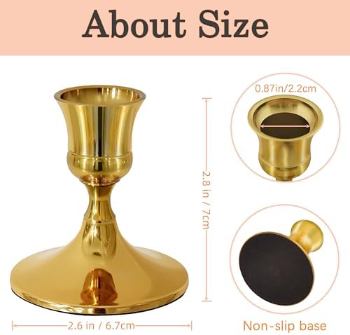 Gold Candlestick Holders, Small Taper Candle Holders, Set of 2 - Image 2