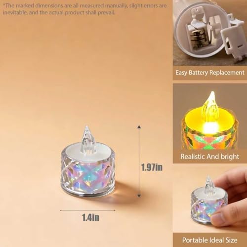 24 Pack Crystal Candle Lights,Battery Operated Candle,100+Hours Fake Electeic LED Tea Lights for Votive,Centerpiece Table Decorations - Image 3