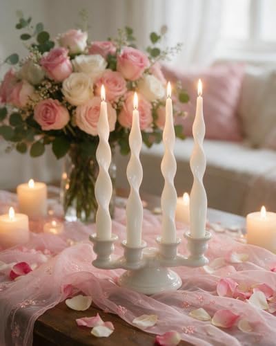 9.8" Ivory Spiral Taper Candles Dripless Twisted Taper Candle Handmade from Vegan Soy Wax for Holiday Wedding Party Home Dinner Decoration Party and Any Occasion,Set of 4(Ivory) - Image 6