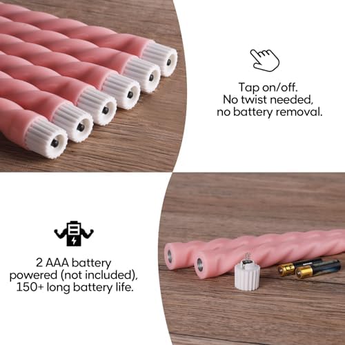 Pink Spiral Flameless Taper Candles with Remote Set of 6 - Image 3