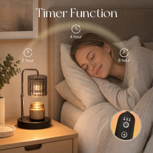 Candeldo Candle Warmer Lamp with Timer: Silver Wax Melt Warmer - Image 4