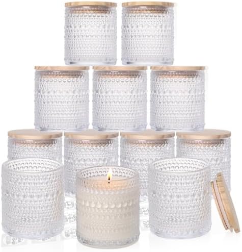 DARJEN 12 Pcs 8oz Glass Candle Jars with Lids, Candle Tins-Clear by DARJEN
