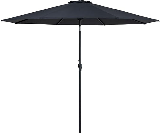 Tempera Striped Patio Umbrellas Outdoor Table Market Umbrellas with Crank & Pust Button Tilt|Auto-Tilt, 8 Steel Ribs, High Color-Fastness Canopy