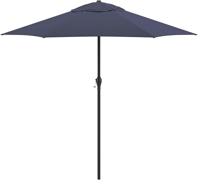 Sunline 9 ft Patio Umbrella with Crank & Push Button Tilt, Outdoor Market Umbrella with UV Protection & Wind Vent, Metal Frame for Deck, Pool & Table, Navy Blue