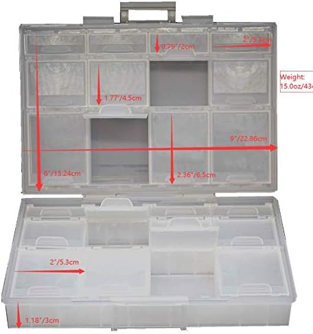 AideTek half transparent BOX-ALL-24 small parts beads stationery jewelry box organizer for sorted parts 3 sizes 24 compartments with lid