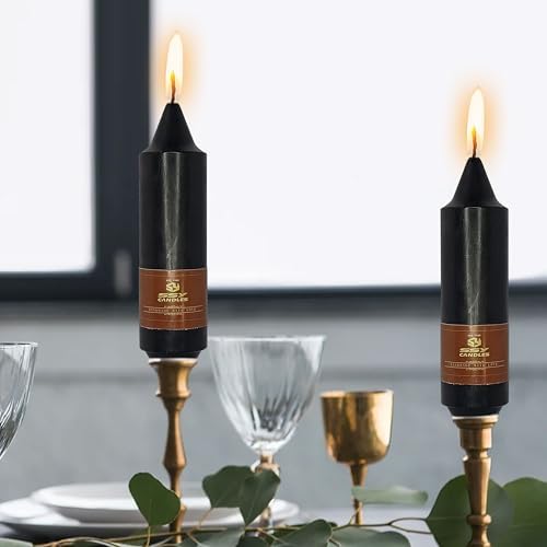 NJAO HOO Black Short Taper Candle 5 Inch Halloween Decoration Candlesticks Unscented Dripless Tapered Candle Set for Home Decor Dinner Candles Party, 4 Pack - Image 6