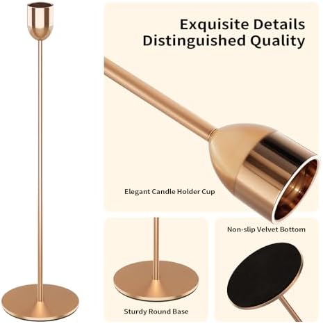 ChefBee 6PCS Gold Tall Taper & Pillar Candle Candlestick Holder - Image 3