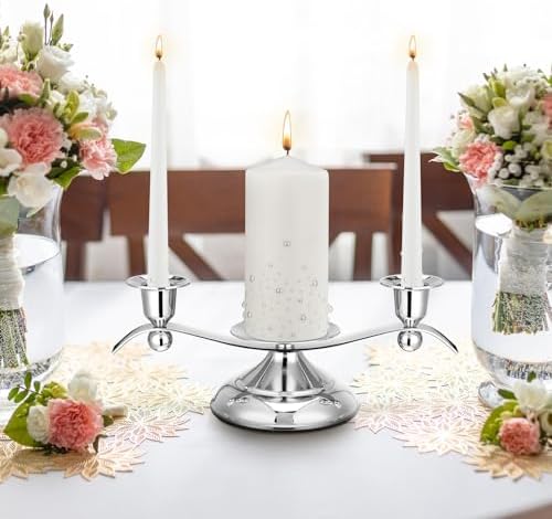 Irenare Unity Candles for Wedding Ceremony with Holder,Pearl - Image 2