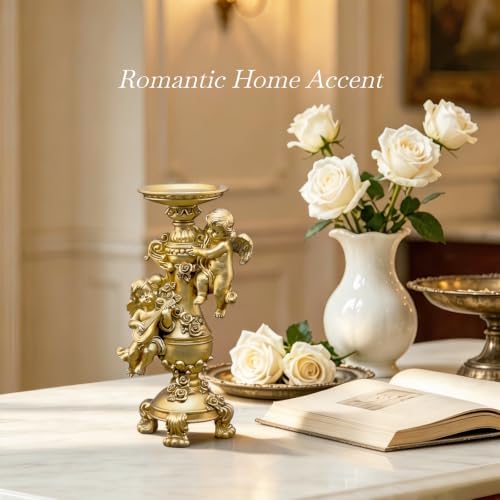 Cherub Candle Holder Figurine Golden Resin Table Decor Elegant Home Gifts - Image 6