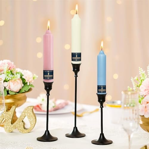 Candy Taper Candle Dripless Candlesticks - Gedengni 4pcs Unscented Candles Long Candle Sticks 7inches Tapered Candles for Home Party Wedding Restaurant Holiday Decor,18D-PGWB - Image 3